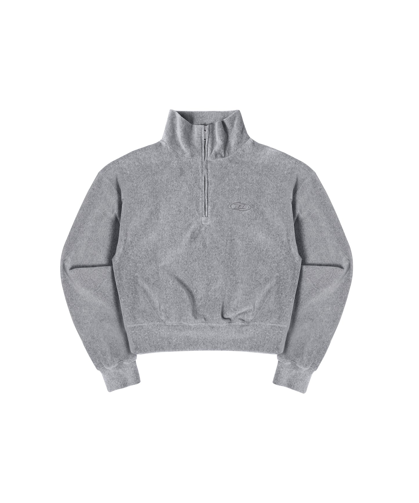 B CHROME CROP VELOUR HALF ZIP-UP [MELANGE GREY]