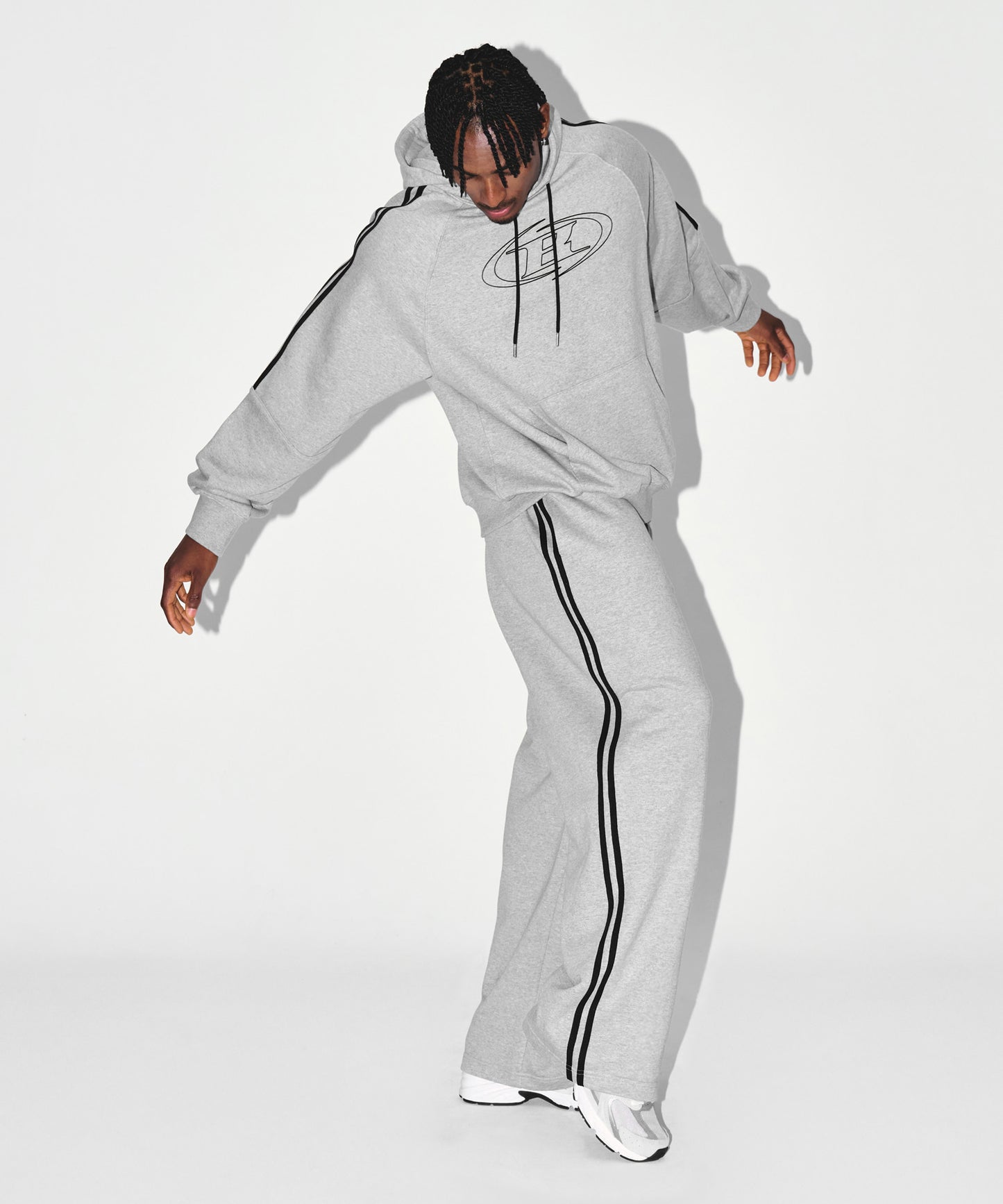 STROKE B TRACK LINE HOODIE [MELANGE GREY]