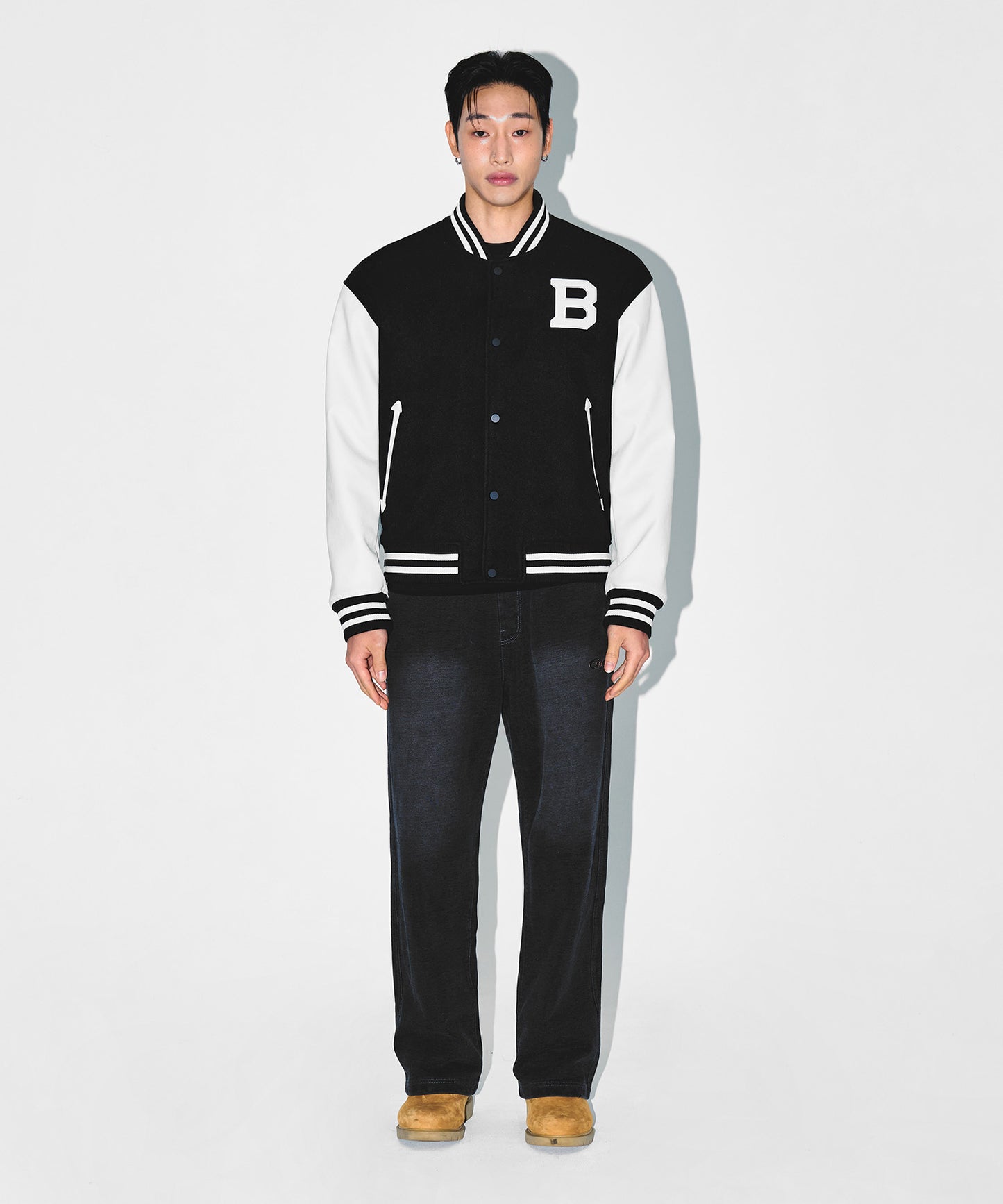 ATHLETIC VARSITY QUILTED JACKET [BLACK]