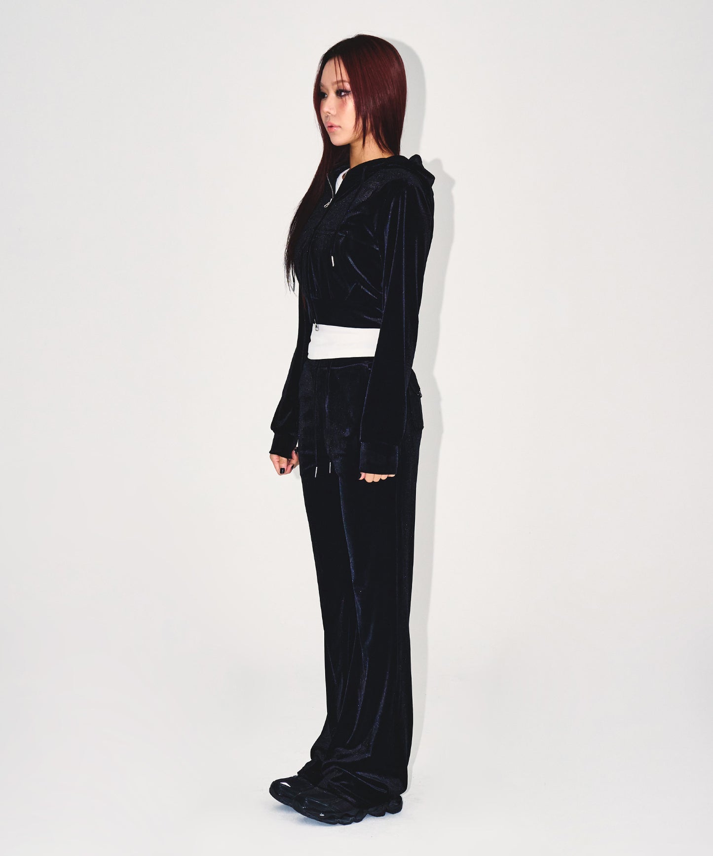 W DOUBLE B VELVET BOOTS CUT PANTS [BLACK]