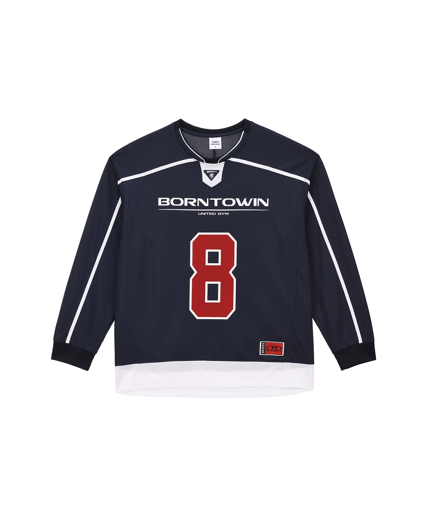 LINE TAPING RUGBY LONG SLEEVE [NAVY]