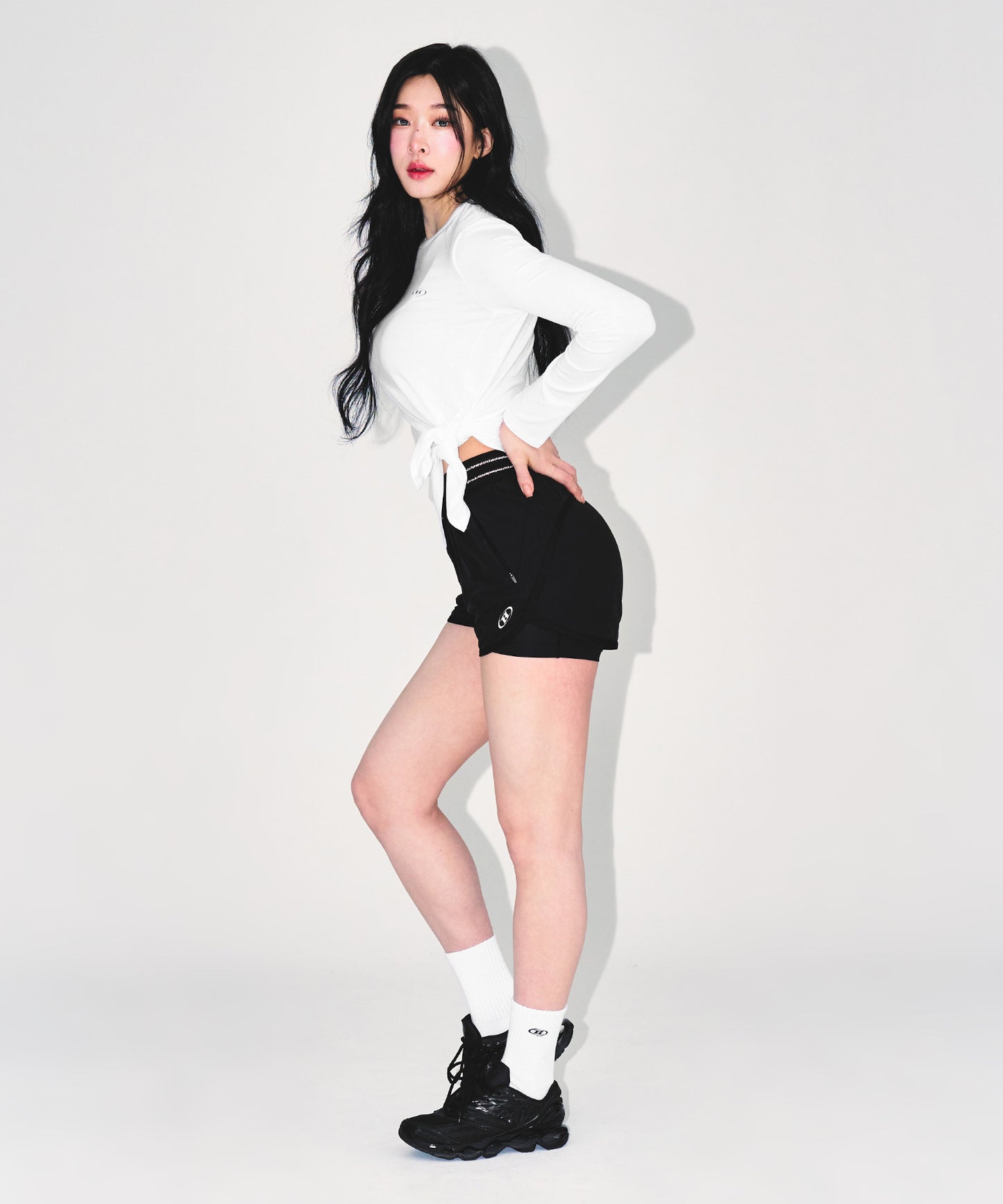 W MODAL TIE LONG SLEEVE [WHITE]
