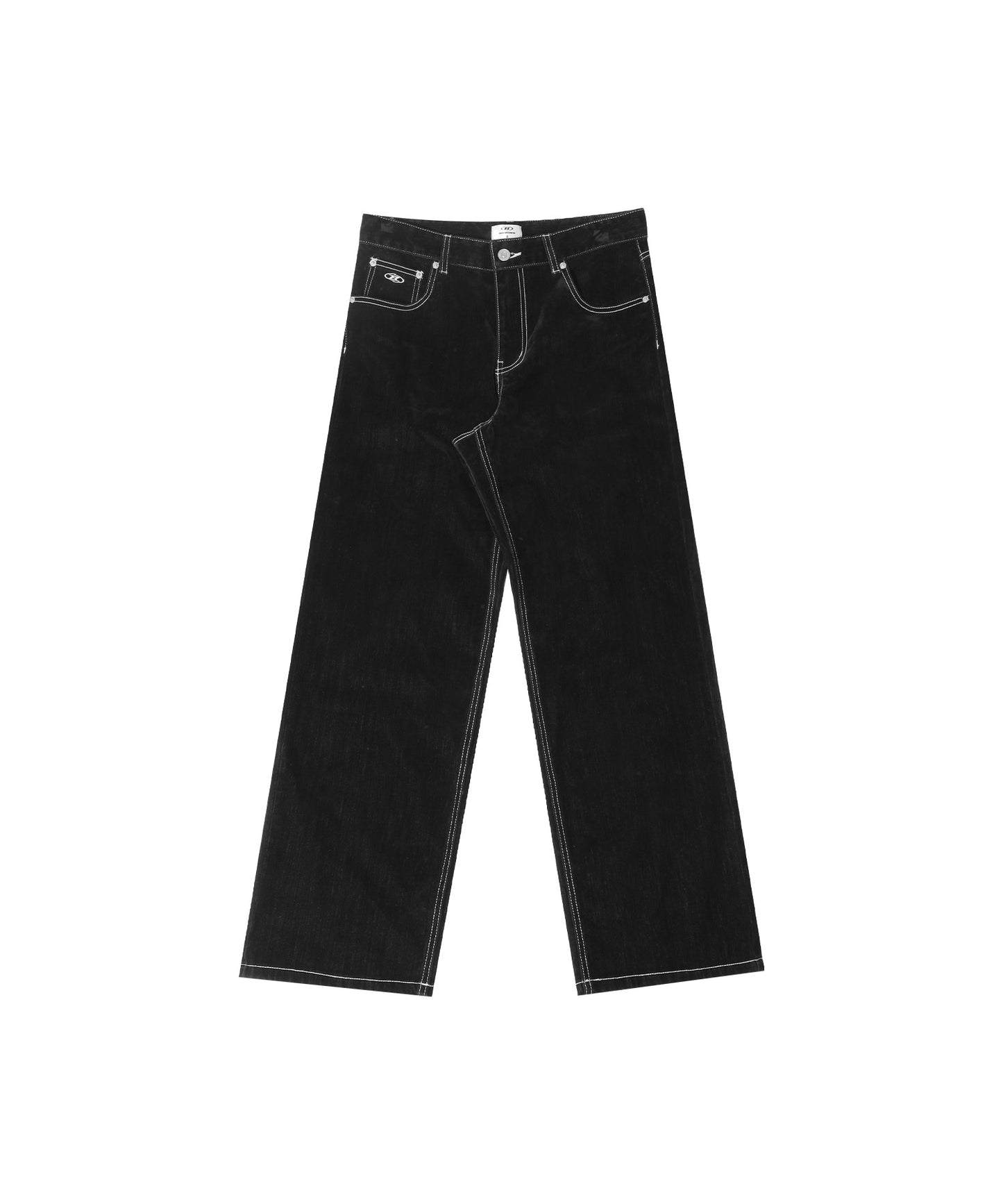 VELVET STRAIGHT DENIM PANTS [BLACK]