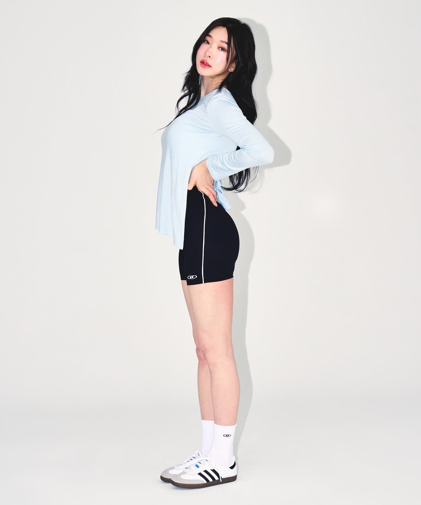 W MODAL TIE LONG SLEEVE [SKY BLUE]