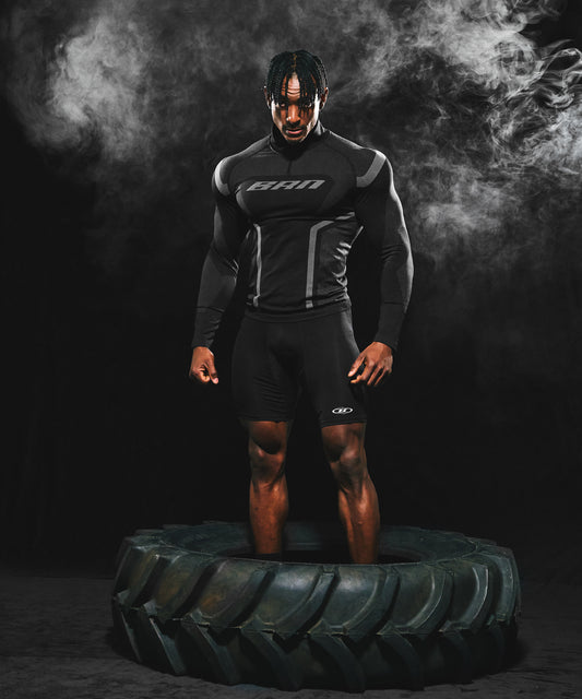 BRN ECLIPSE SEAMLESS HALF ZIP UP LONG SLEEVE [BLACK]