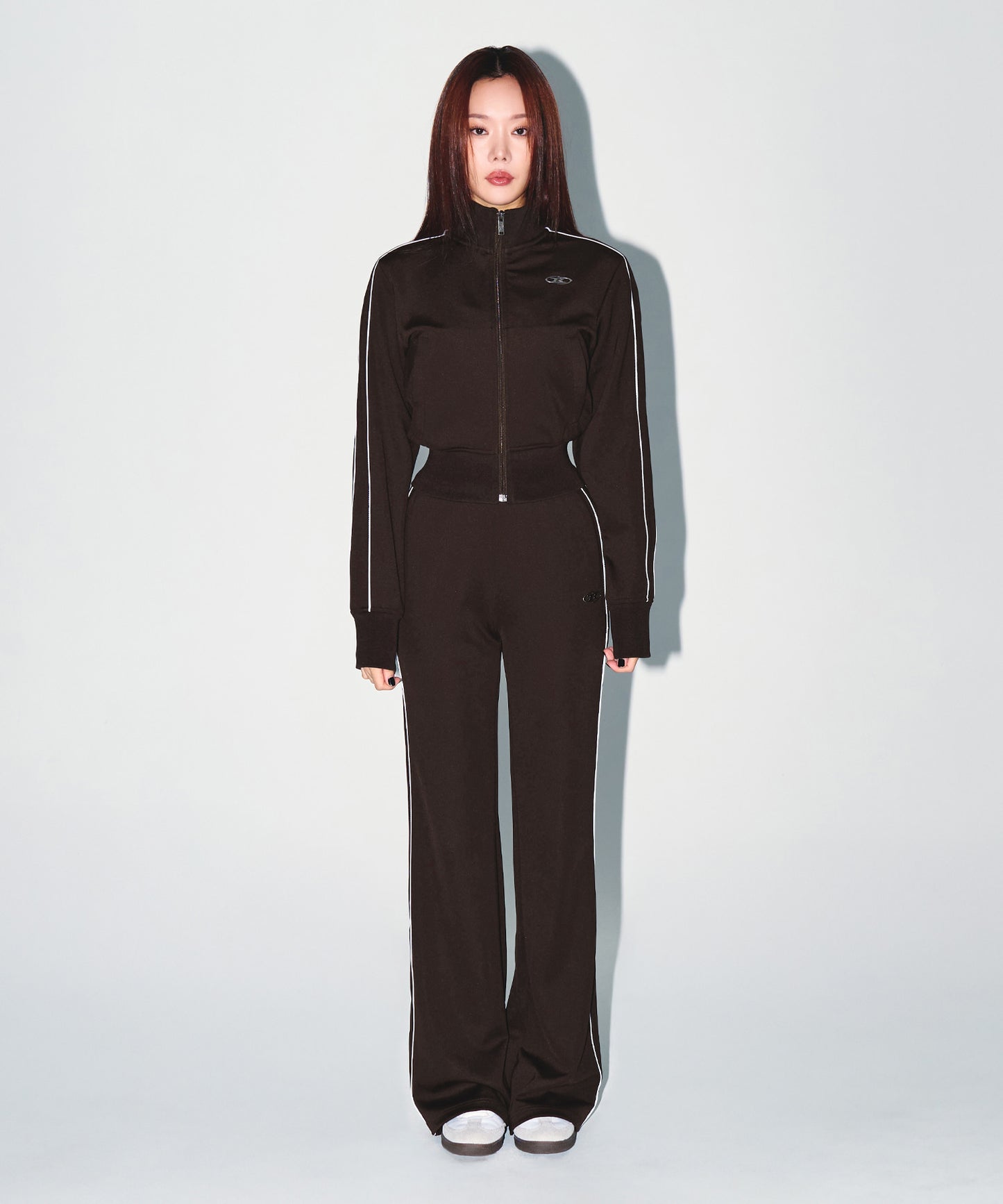 W PIPING LINE ZIP UP JACKET [BROWN]