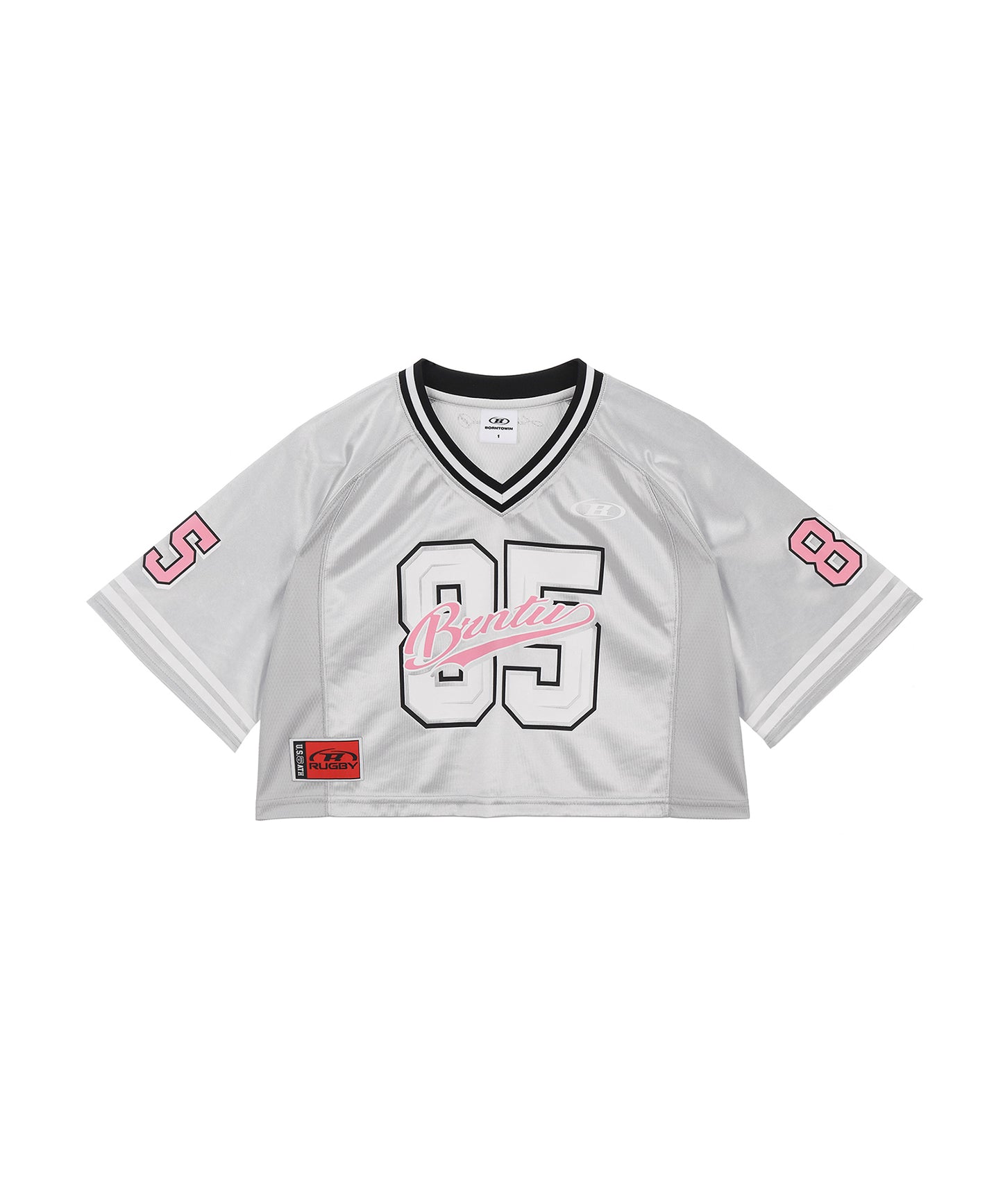 W RUGBY JERSEY CROP T-SHIRTS [SILVER]