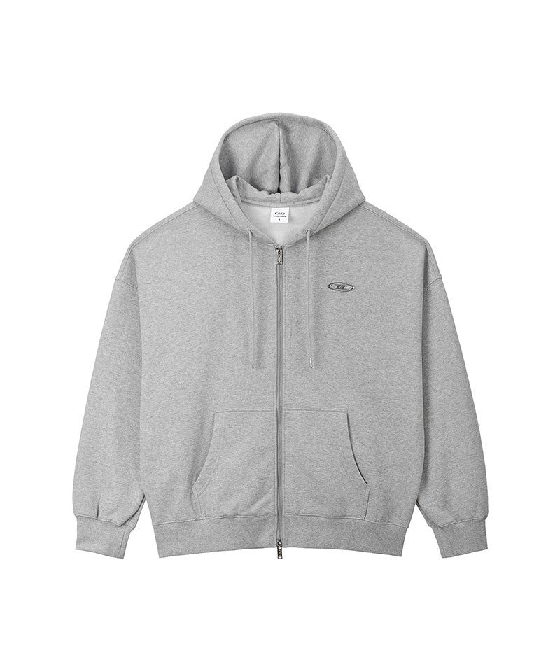 CHROME B FLEECE HOODIE ZIP-UP [MELANGE GREY]