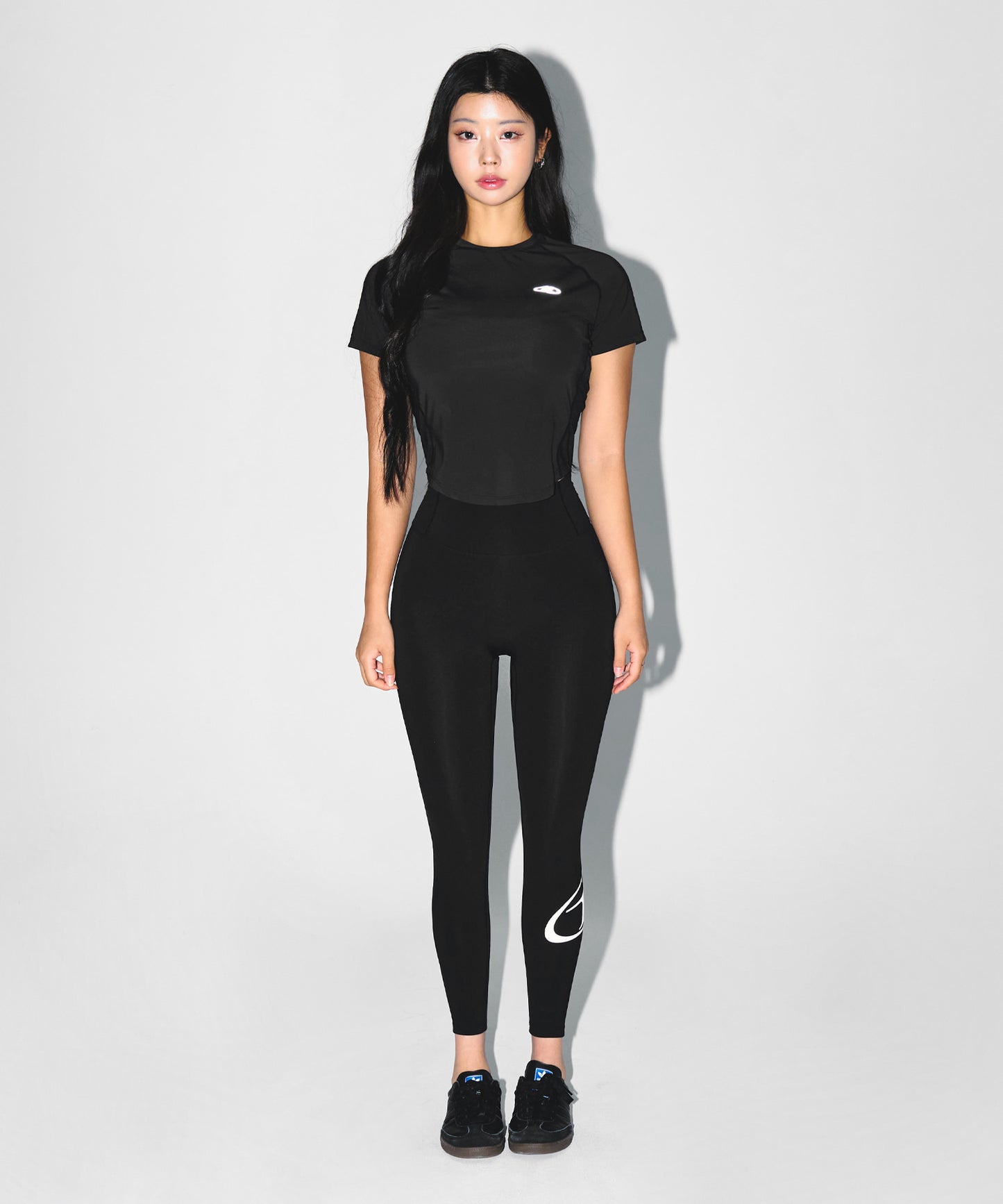 W SYMBOL B FLEECE LONG LEGGINGS [BLACK]