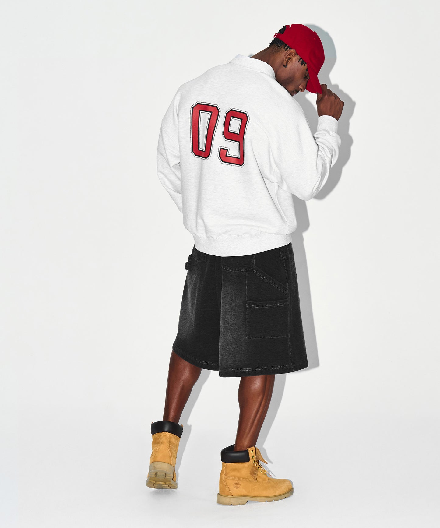 BRN ARCH HALF ZIP UP SWEATSHIRTS [WHITE MELANGE]