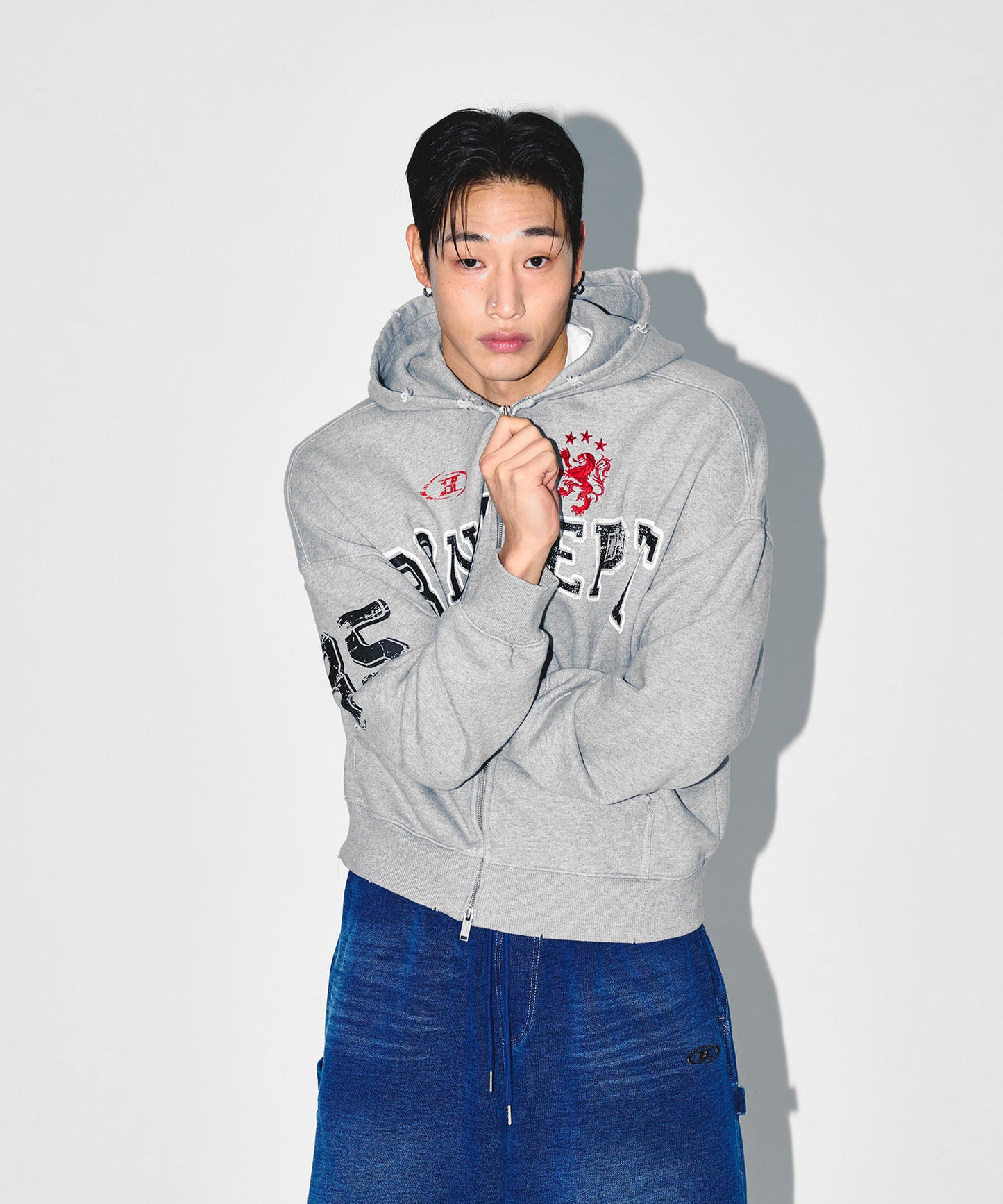 HERITAGE SYMBOL B HOODIE ZIP-UP [MELANGE GREY]