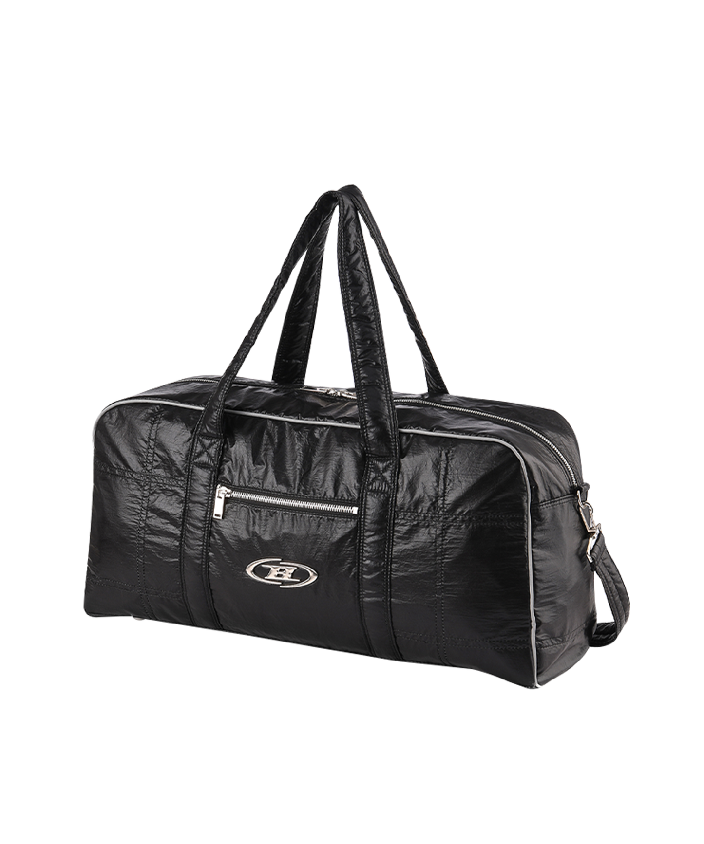 BIG CHROME METALIC DUFFLE BAG [BLACK]