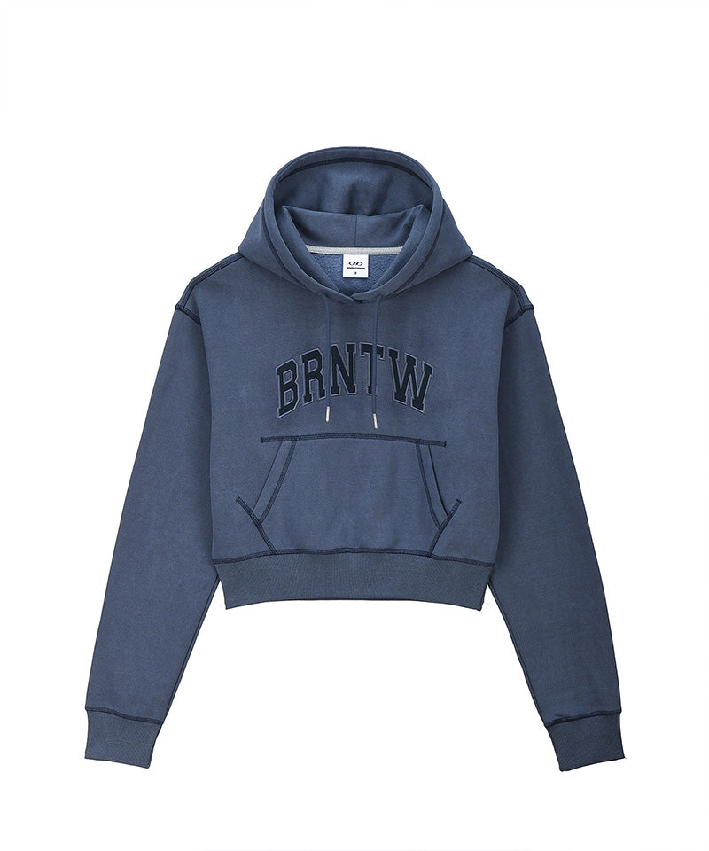 W PIGMENT DYEING CROP HOODIE [BLUE]