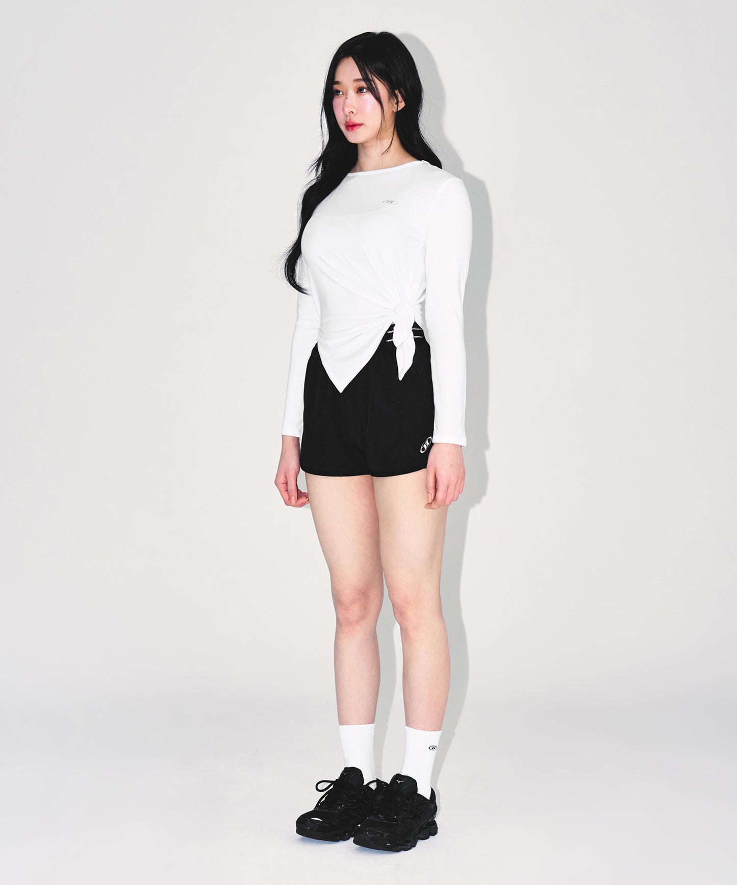 W MODAL TIE LONG SLEEVE [WHITE]