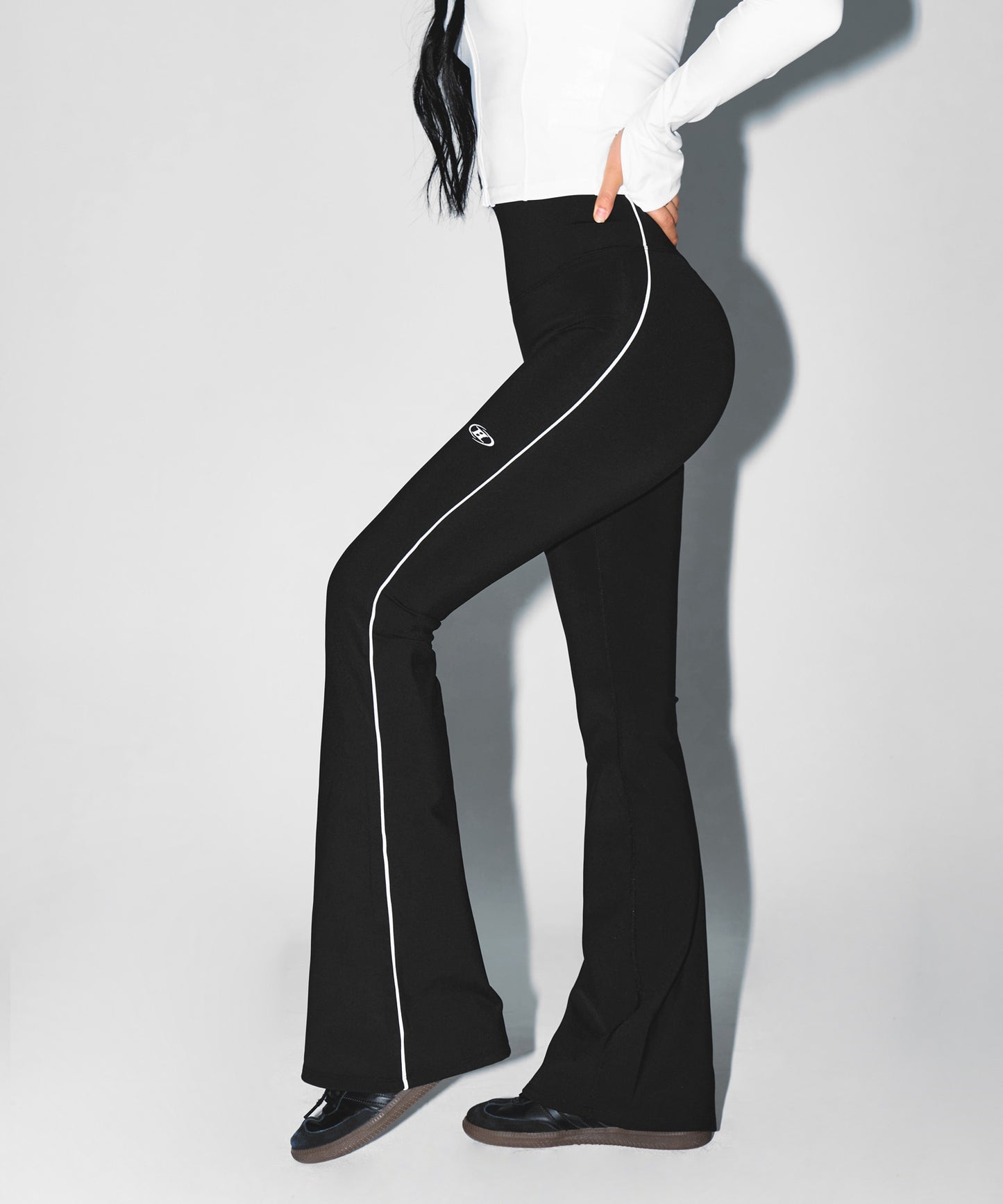 W PIPING FLEECE BOOTS CUT LEGGINGS [BLACK]