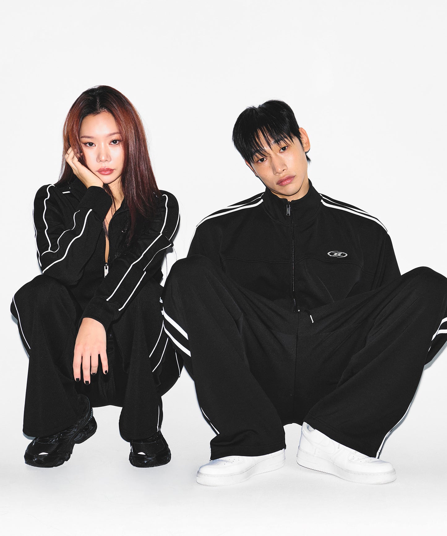 W PIPING LINE ZIP UP JACKET [BLACK]