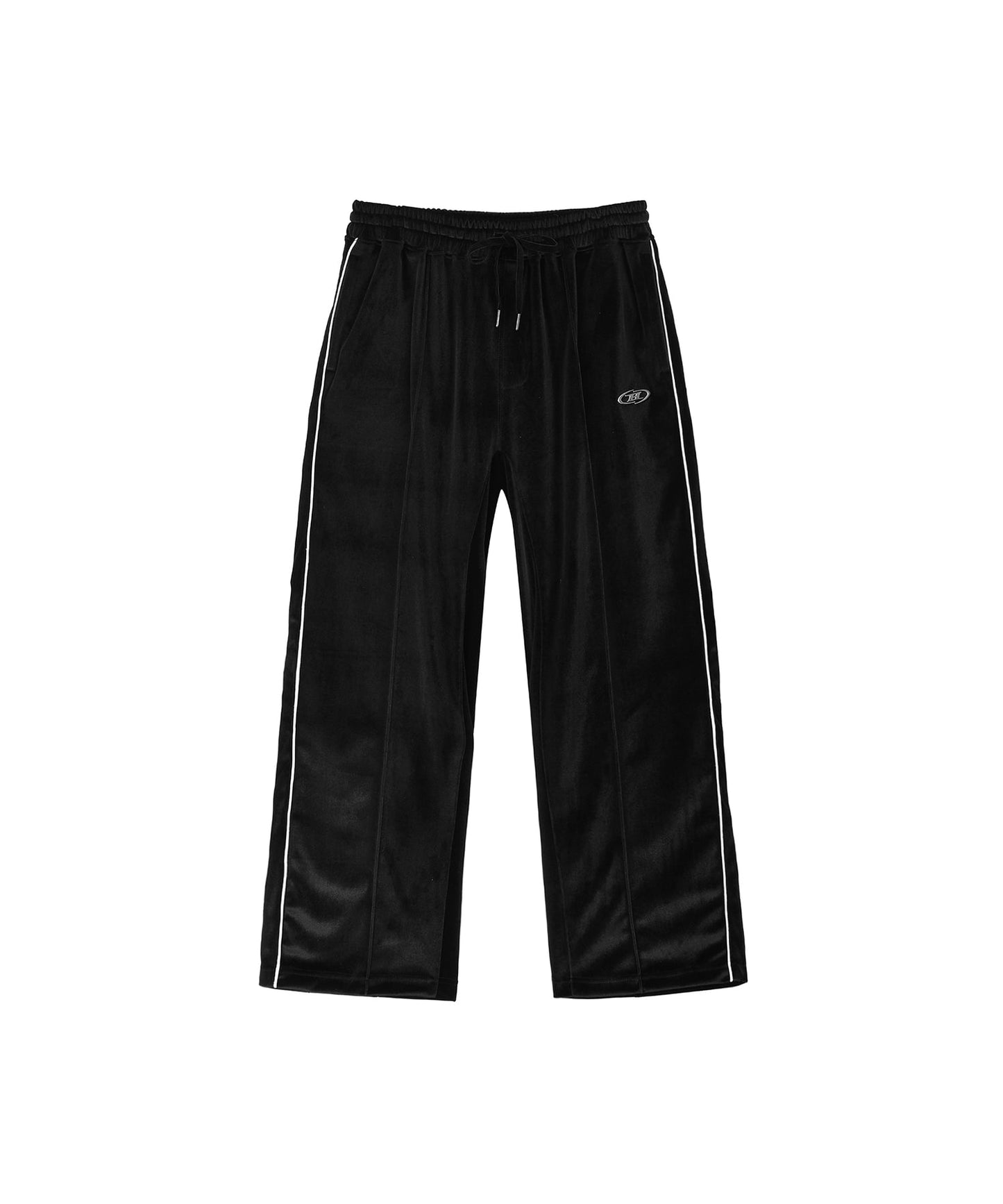 TRACK LINE VELVET SEMI WIDE PANTS [BLACK]