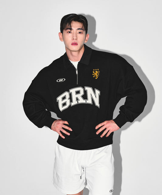 [11/26 Delivery] BRN ARCH HALF ZIP UP SWEATSHIRTS [BLACK]