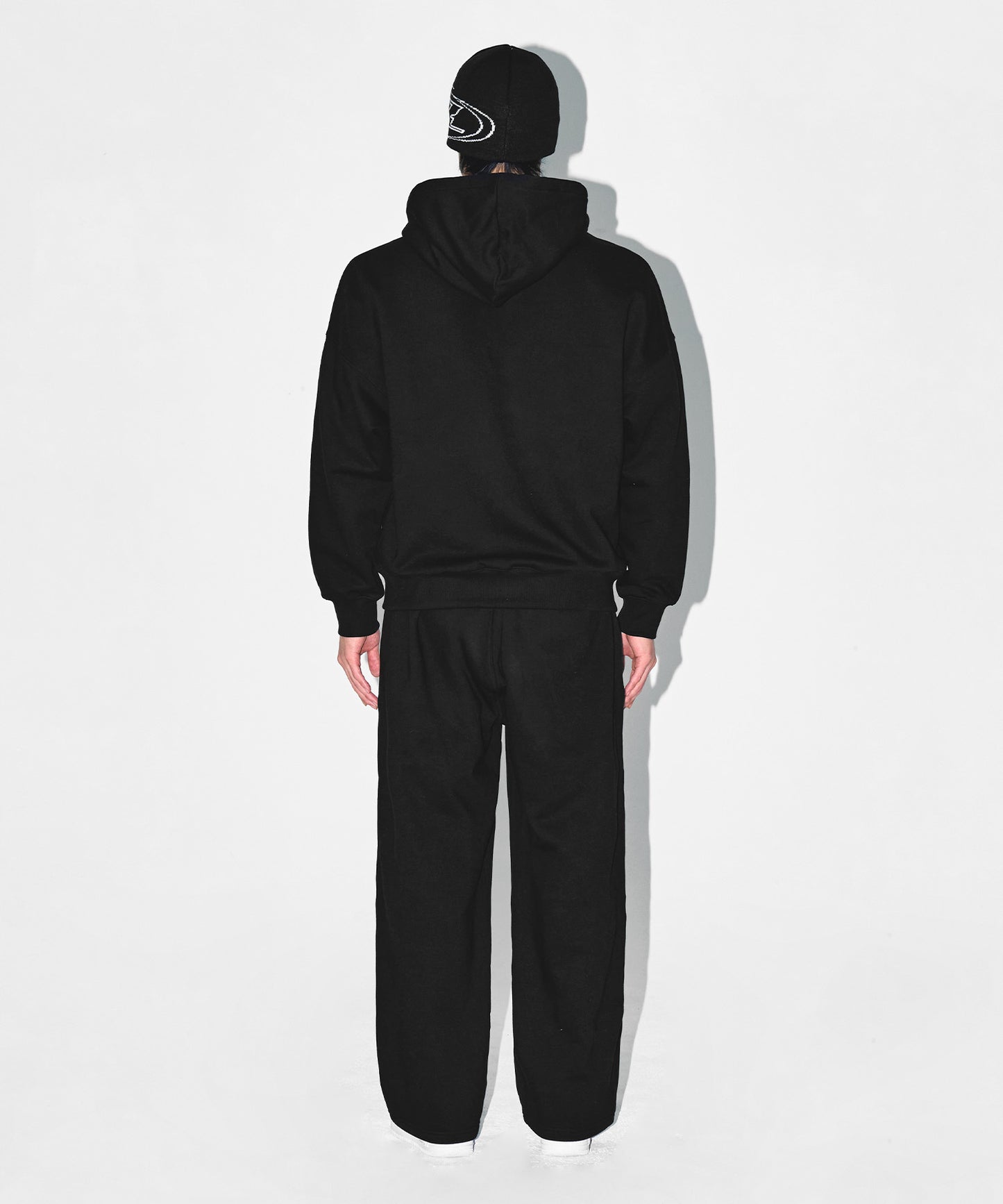 CHROME B FLEECE HOODIE ZIP-UP [BLACK]