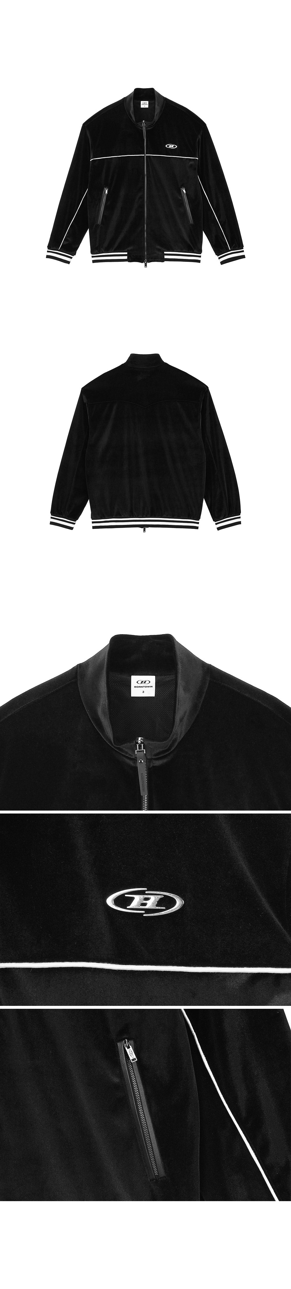 TRACK LINE VELVET JACKET [BLACK]