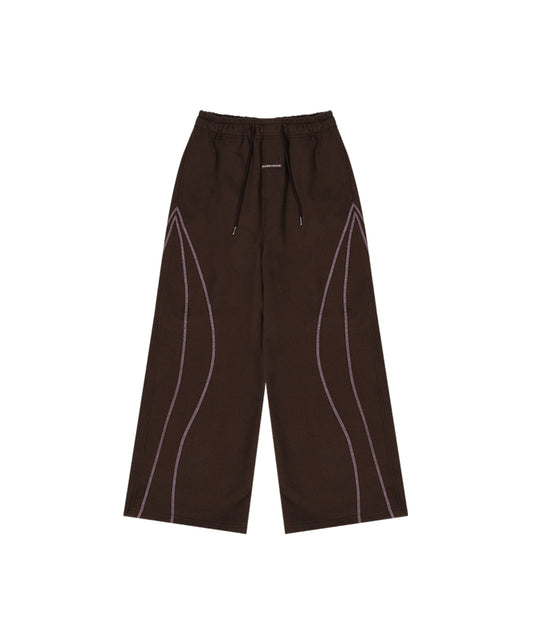 STITCH LINE WIDE PANTS [BROWN]