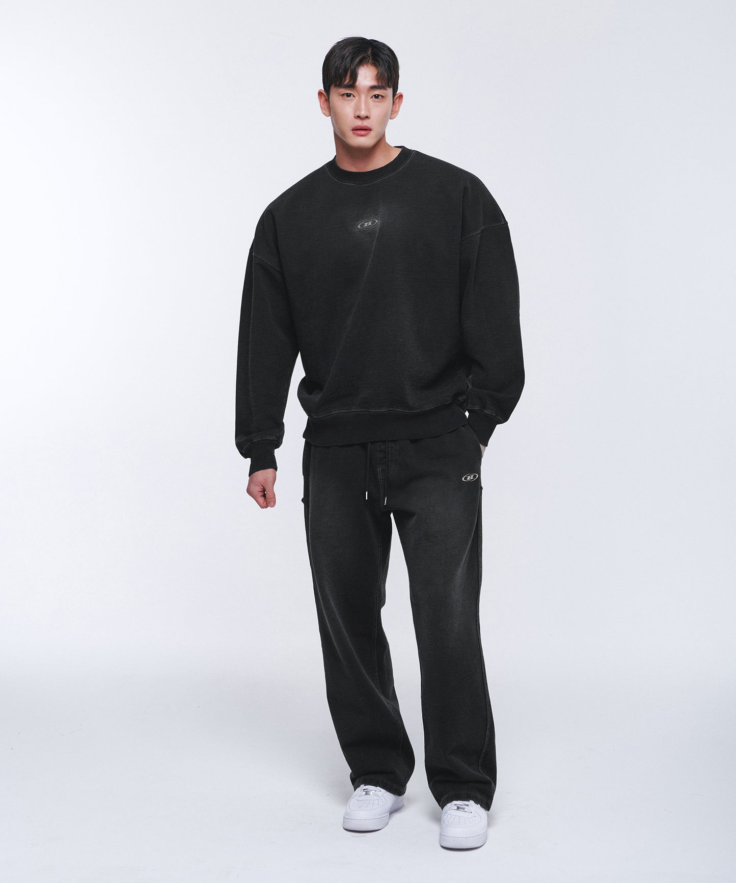DENIM LIKE SWEAT PANTS [BLACK DENIM]