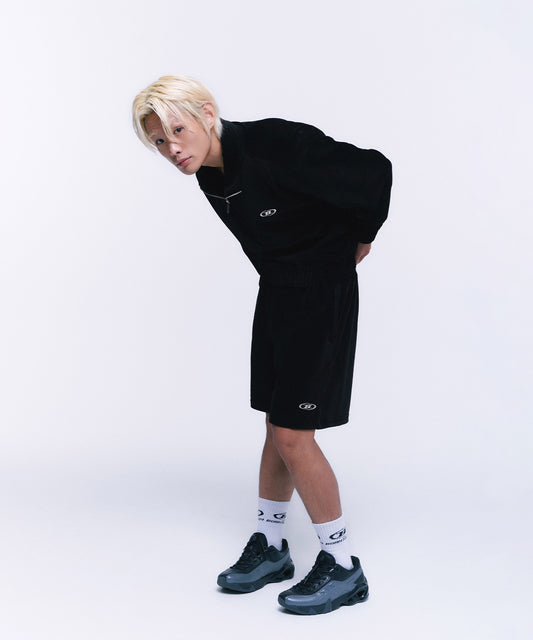 IN STOCK* B CHROME VELOUR HALF PANTS [BLACK]