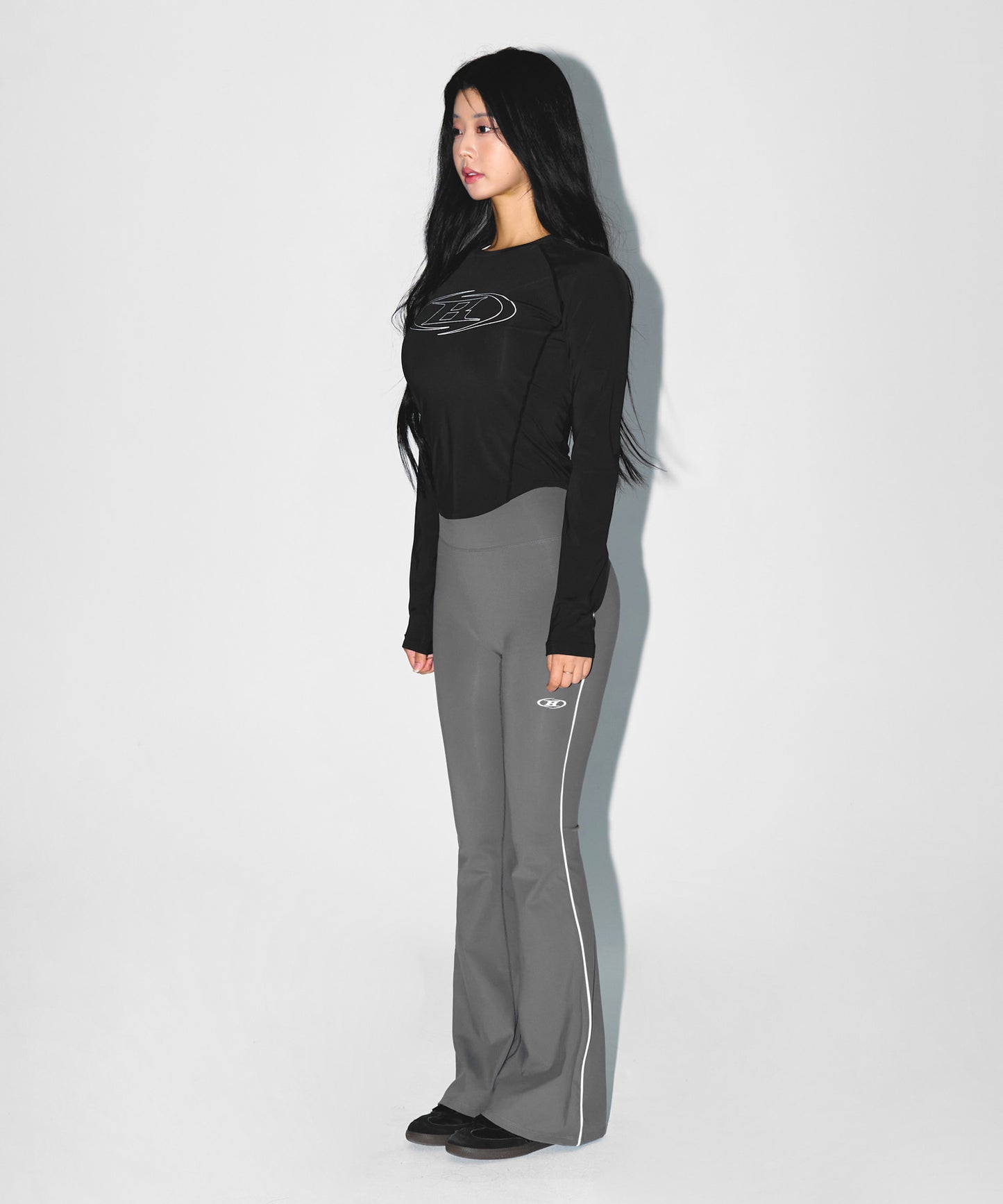 W PIPING FLEECE BOOTS CUT LEGGINGS [CHARCOAL]