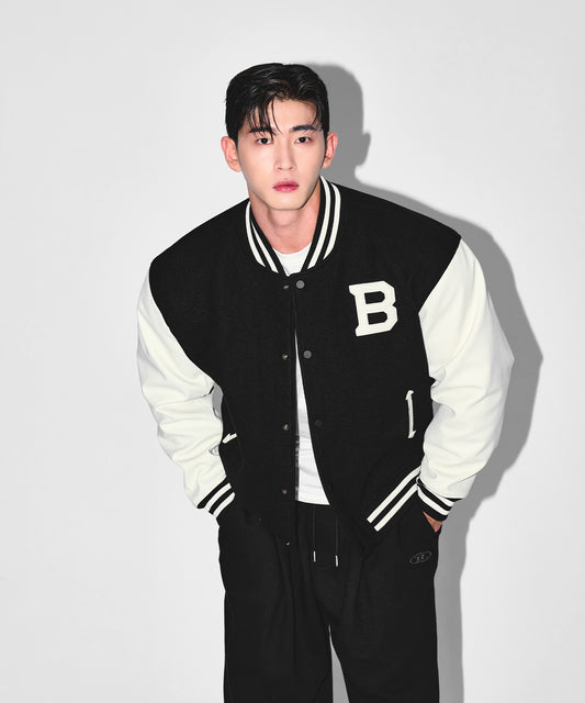 ATHLETIC VARSITY QUILTED JACKET [BLACK]