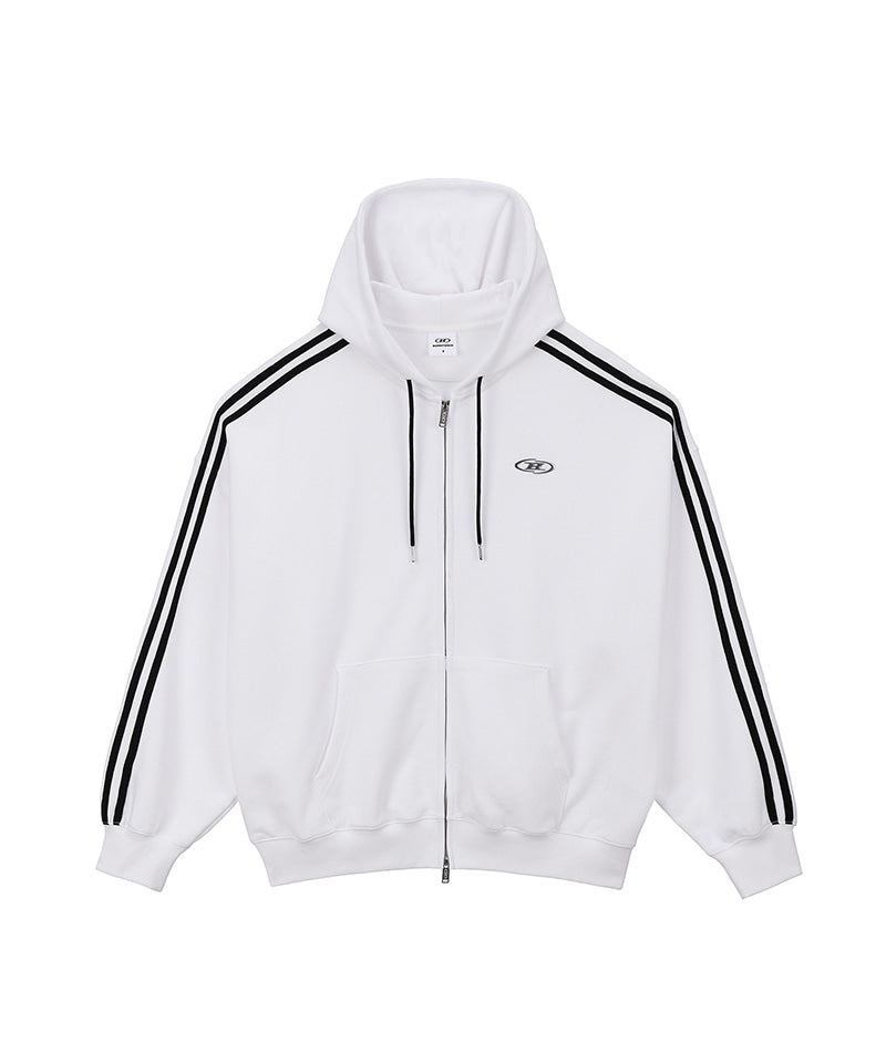 CHROME B TRACK LINE HOODIE ZIP-UP [WHITE]