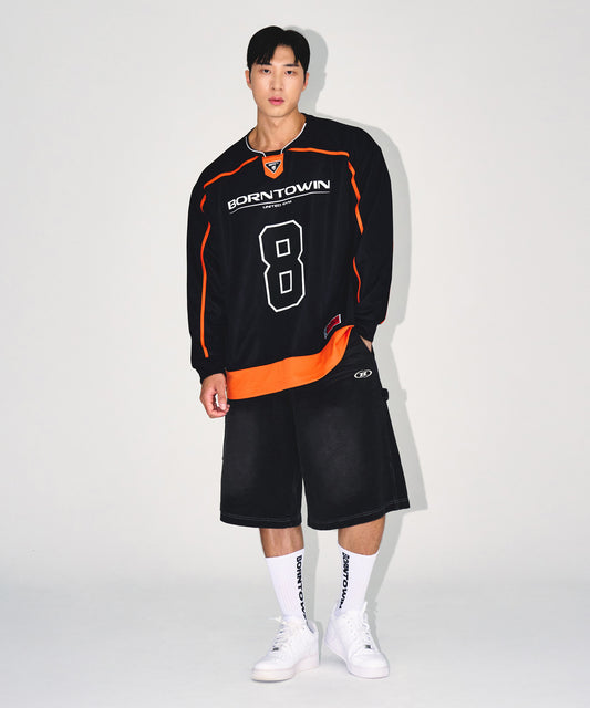 LINE TAPING RUGBY LONG SLEEVE [BLACK]