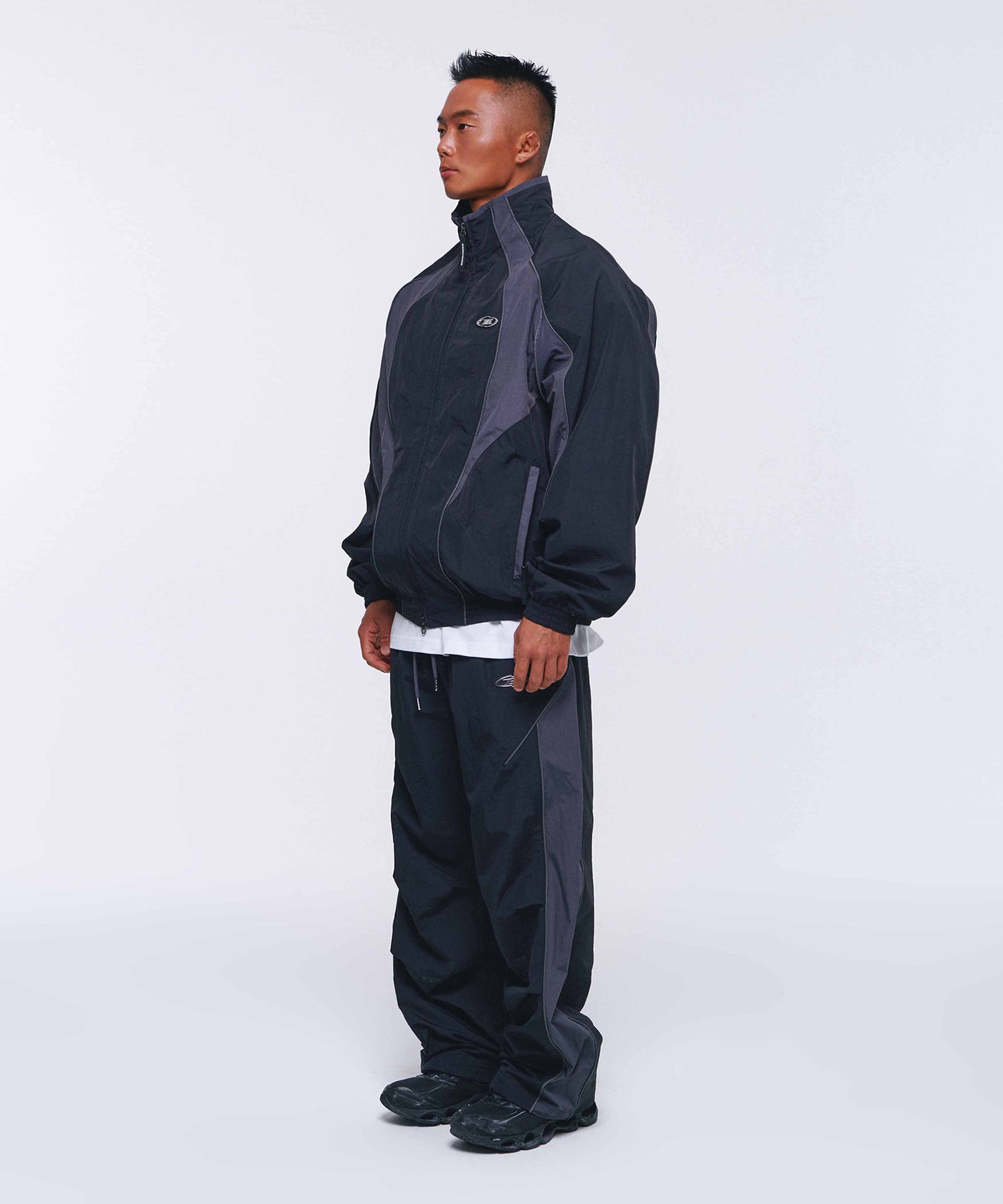 NYLON BLOCK JACKET [BLACK]