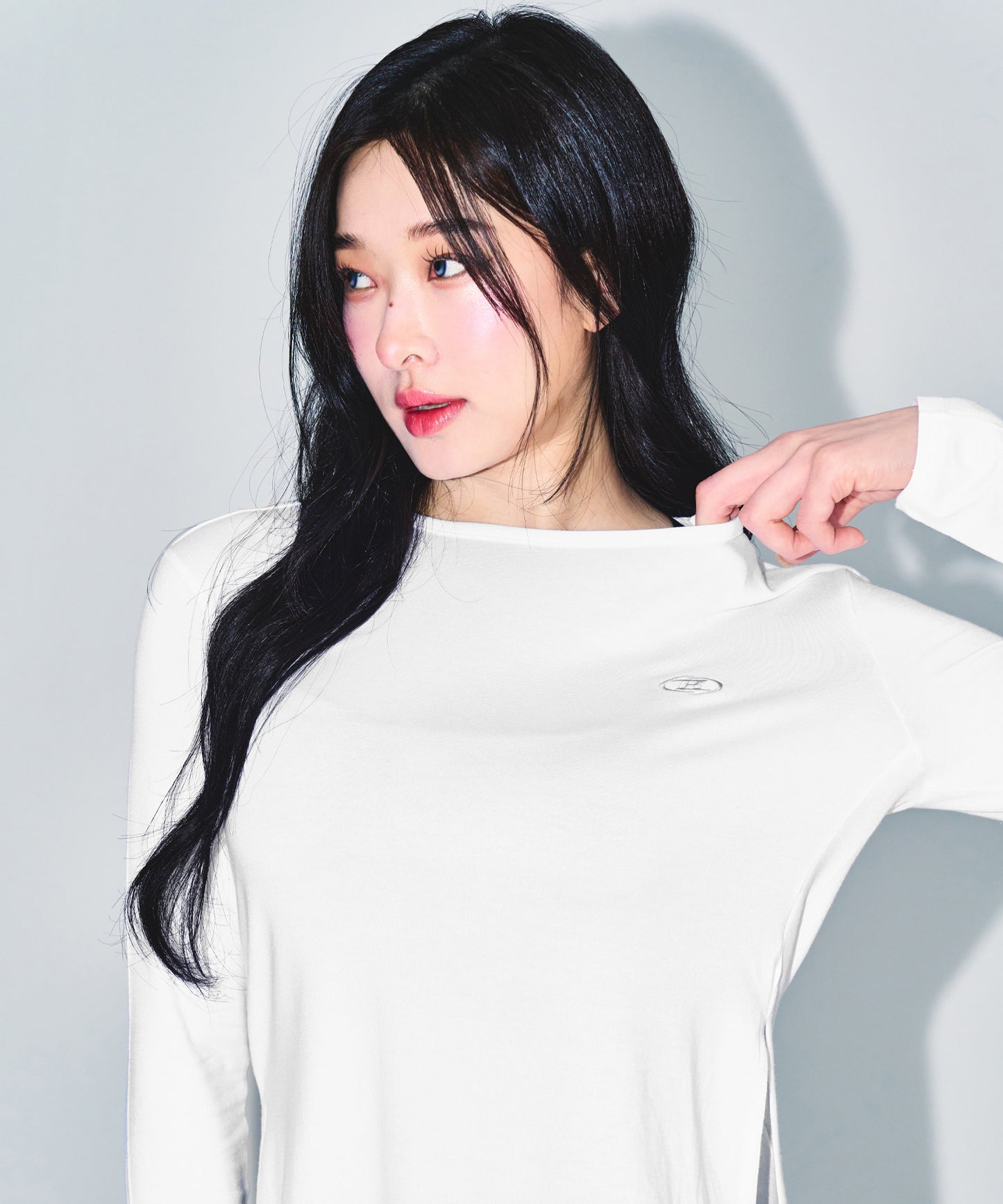 W MODAL TIE LONG SLEEVE [WHITE]