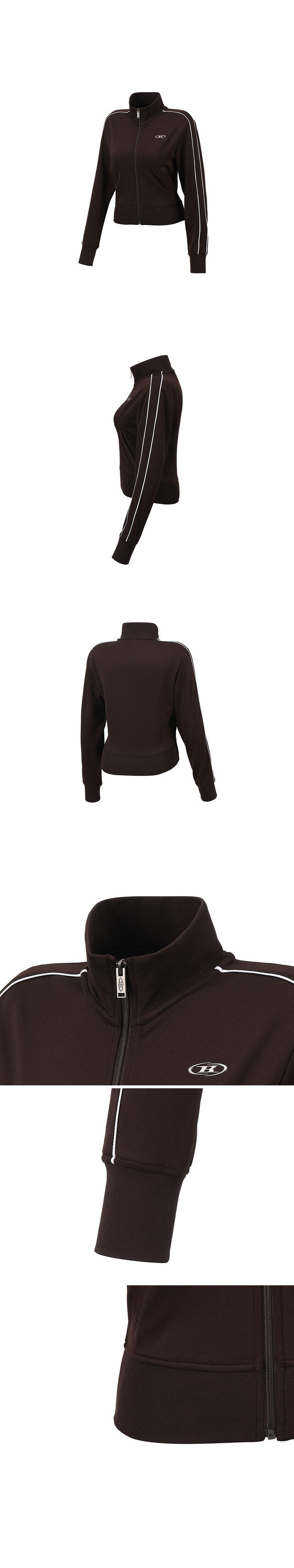 W PIPING LINE ZIP UP JACKET [BROWN]