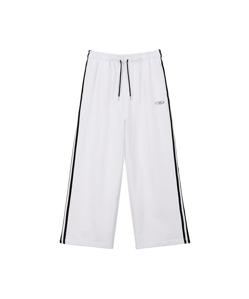 CHROME B TRACK LINE SEMI WIDE PANTS [WHITE]