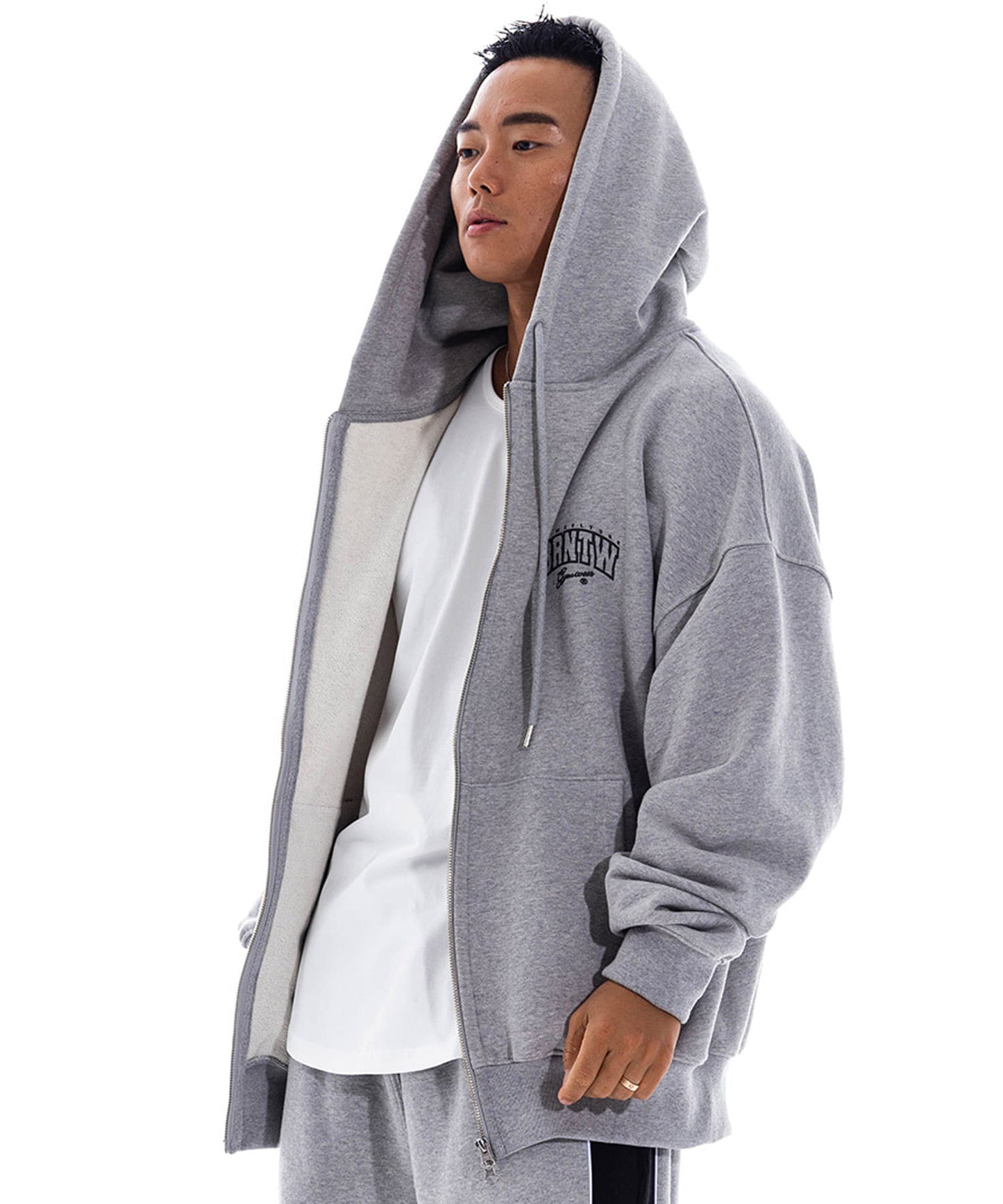 RAISEBORN ZIP UP HOODIE [MELANGE GREY]