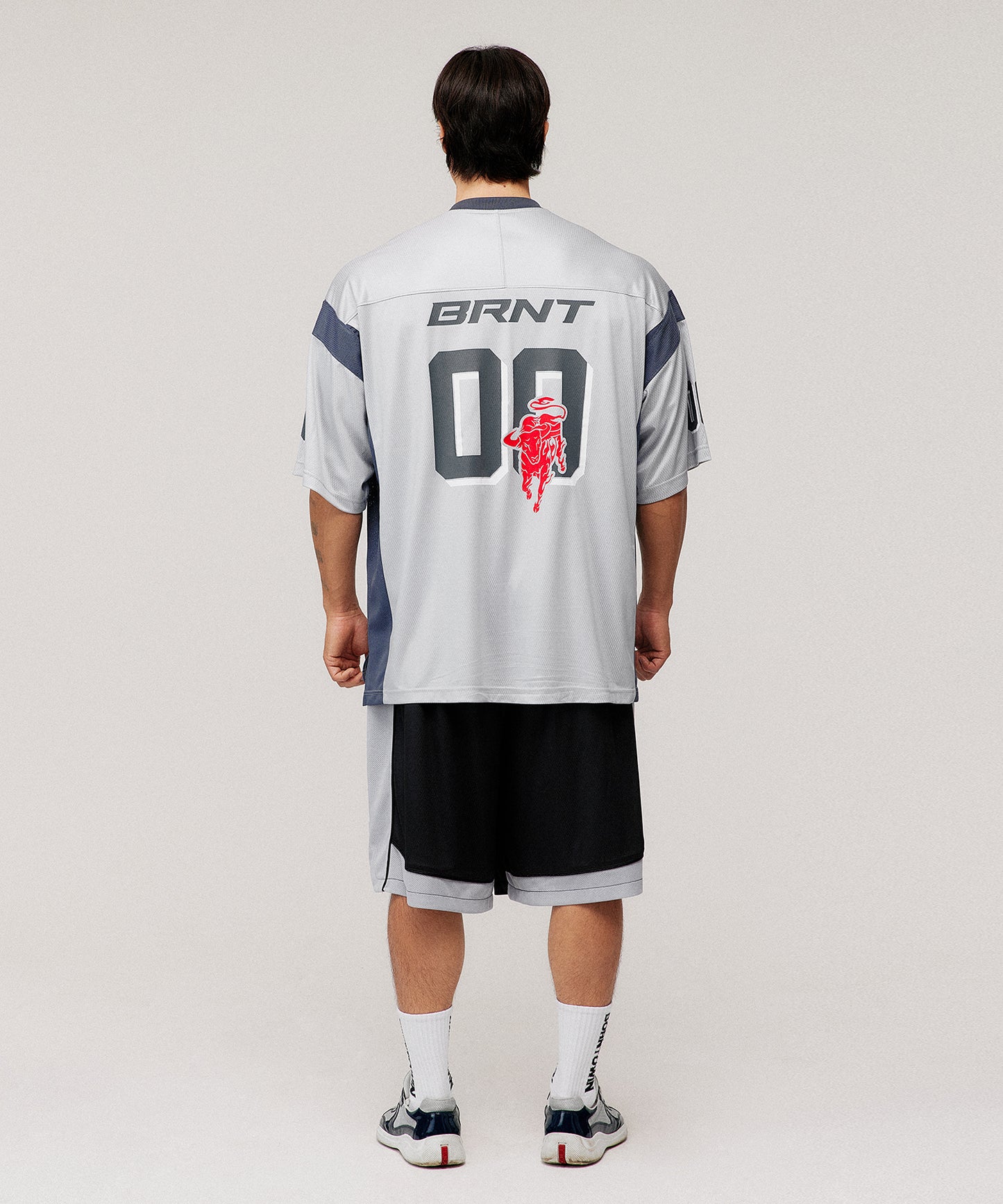 [4/7 Sale] MESH FOOTBAL JERSEY T-SHIRTS [SILVER]