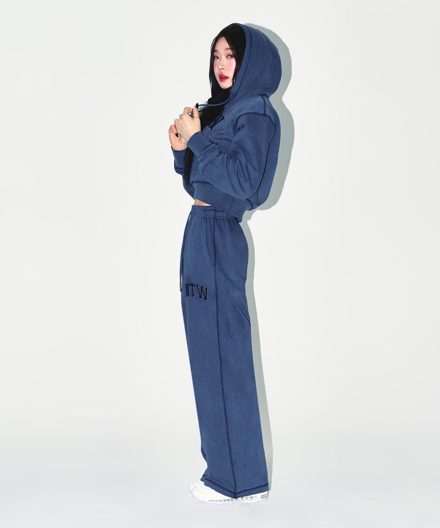 W PIGMENT DYEING SEMI WIDE PANTS [BLUE]