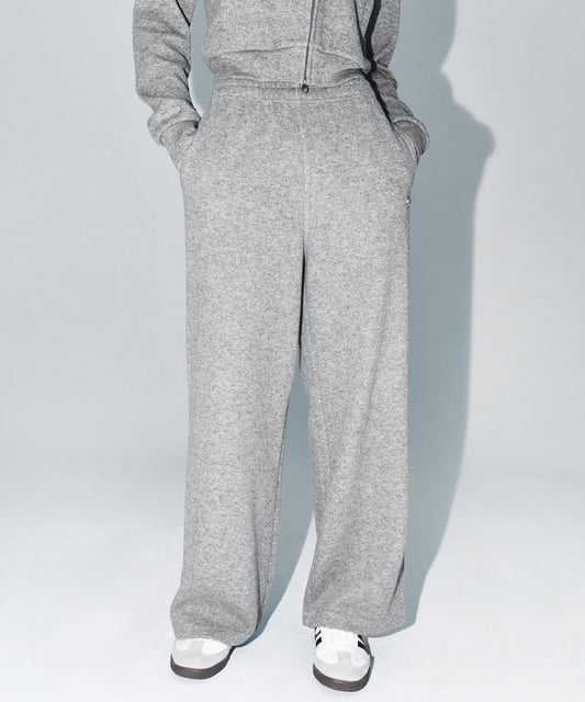 W KNIT LIKE SEMI WIDE PANTS [MELANGE GREY]