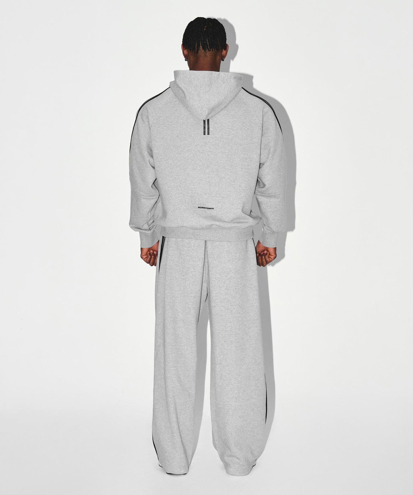 STROKE B TRACK LINE HOODIE [MELANGE GREY]