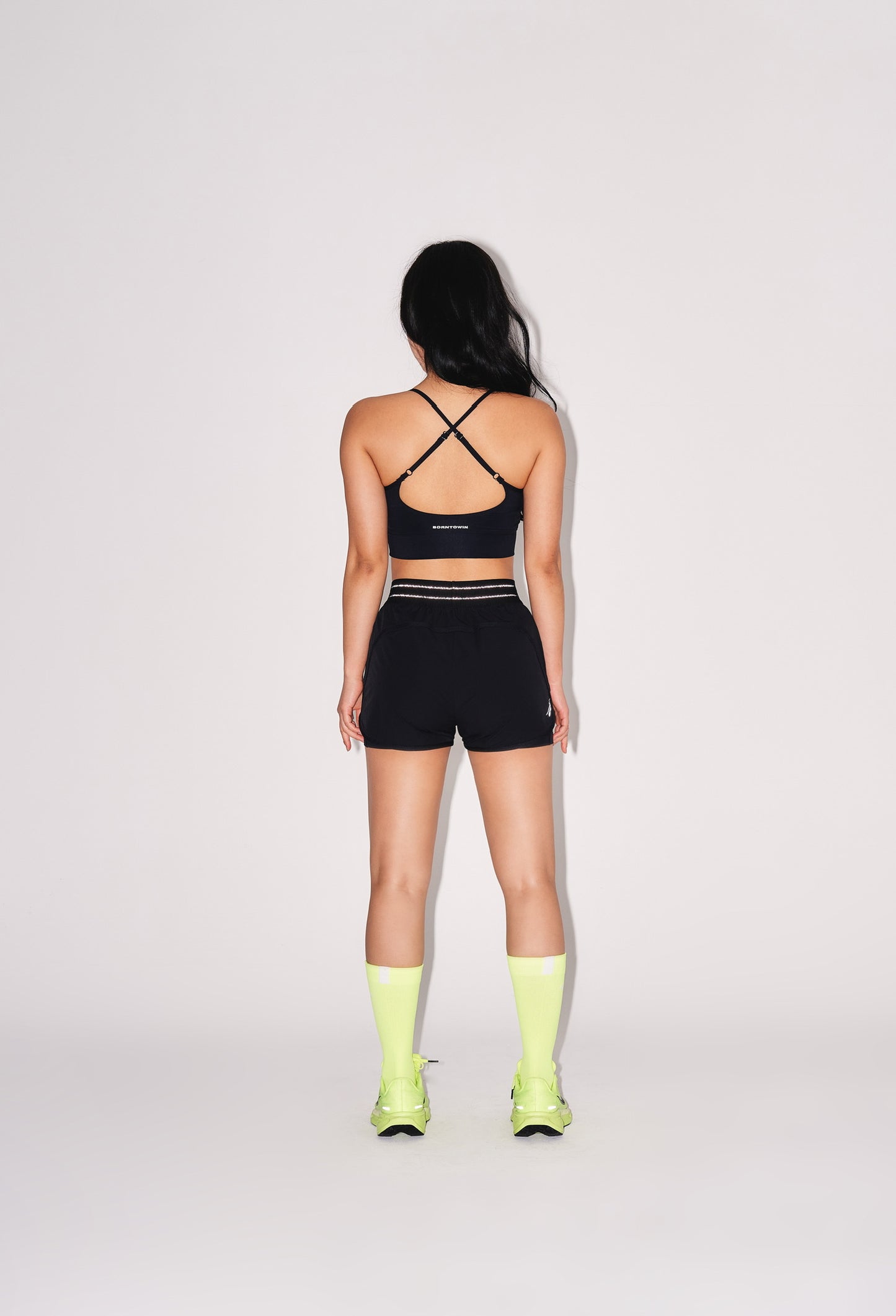IN STOCK* W REFLECTIVE TWO IN ONE SHORTS [BLACK]
