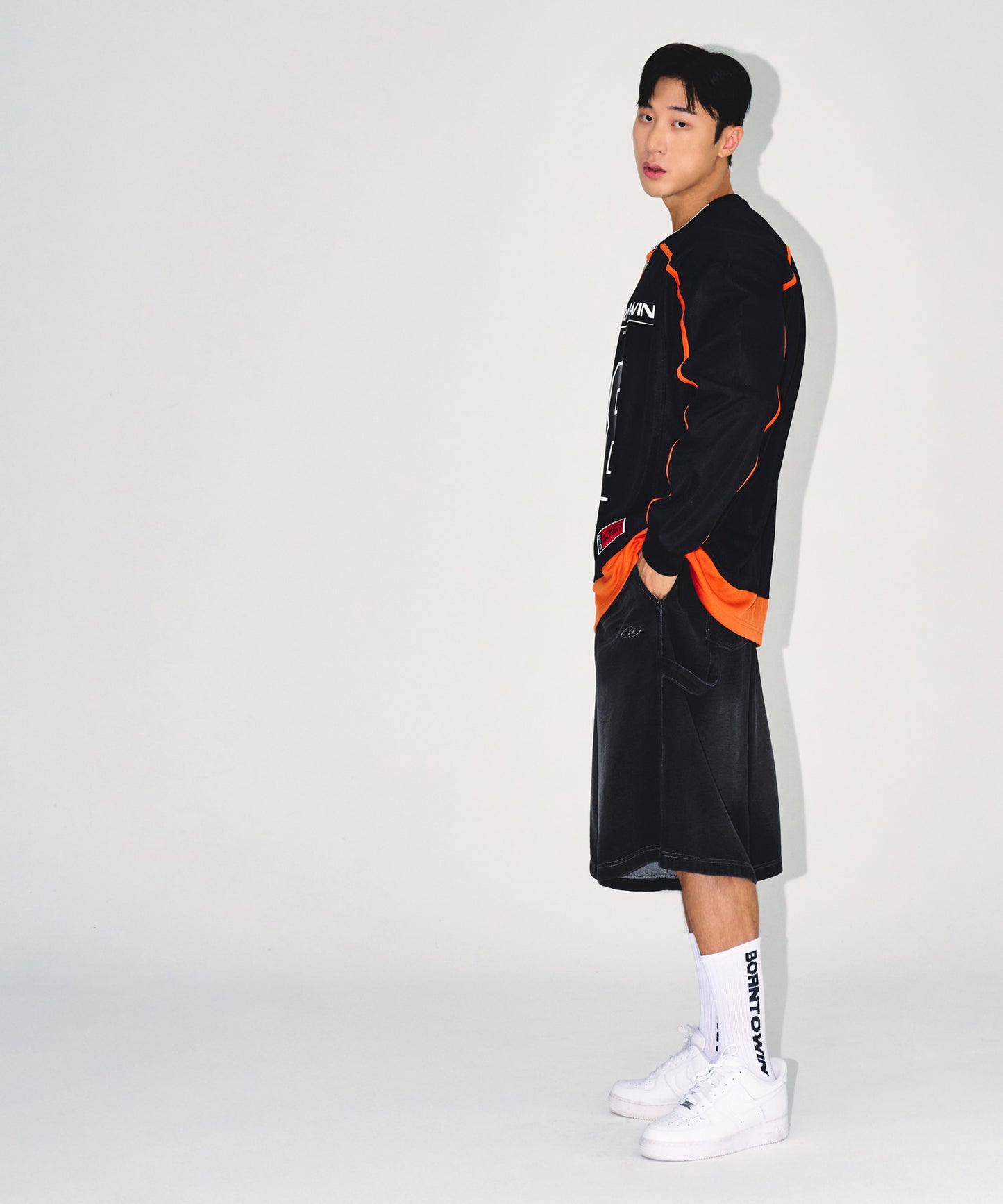 LINE TAPING RUGBY LONG SLEEVE [BLACK]