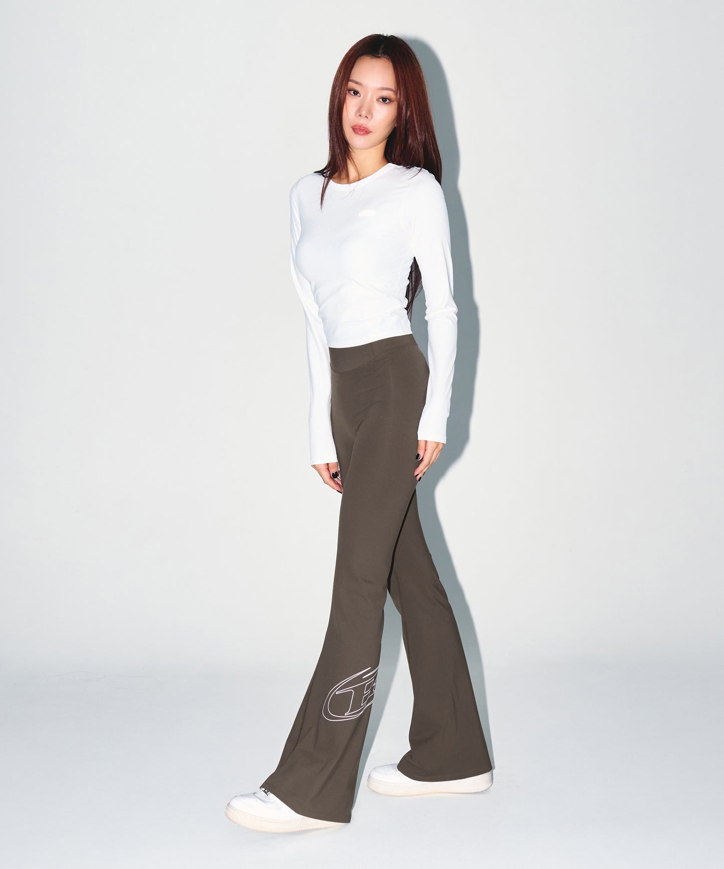 W STROKE B FLEECE BOOTS CUT LEGGINGS [BROWN]