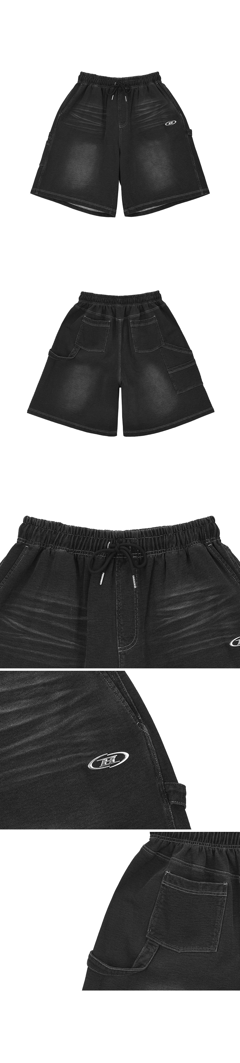 DENIM LIKE CARPENTER BERMUDA PANTS [BLACK DENIM]