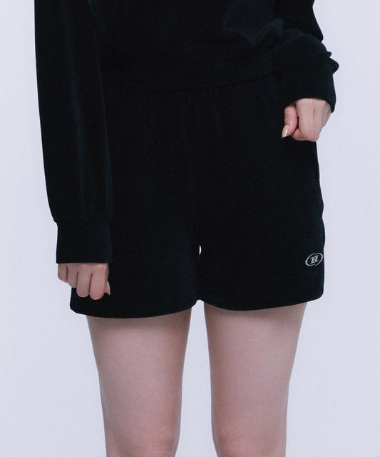 B CHROME VELOUR SHORTS [BLACK]