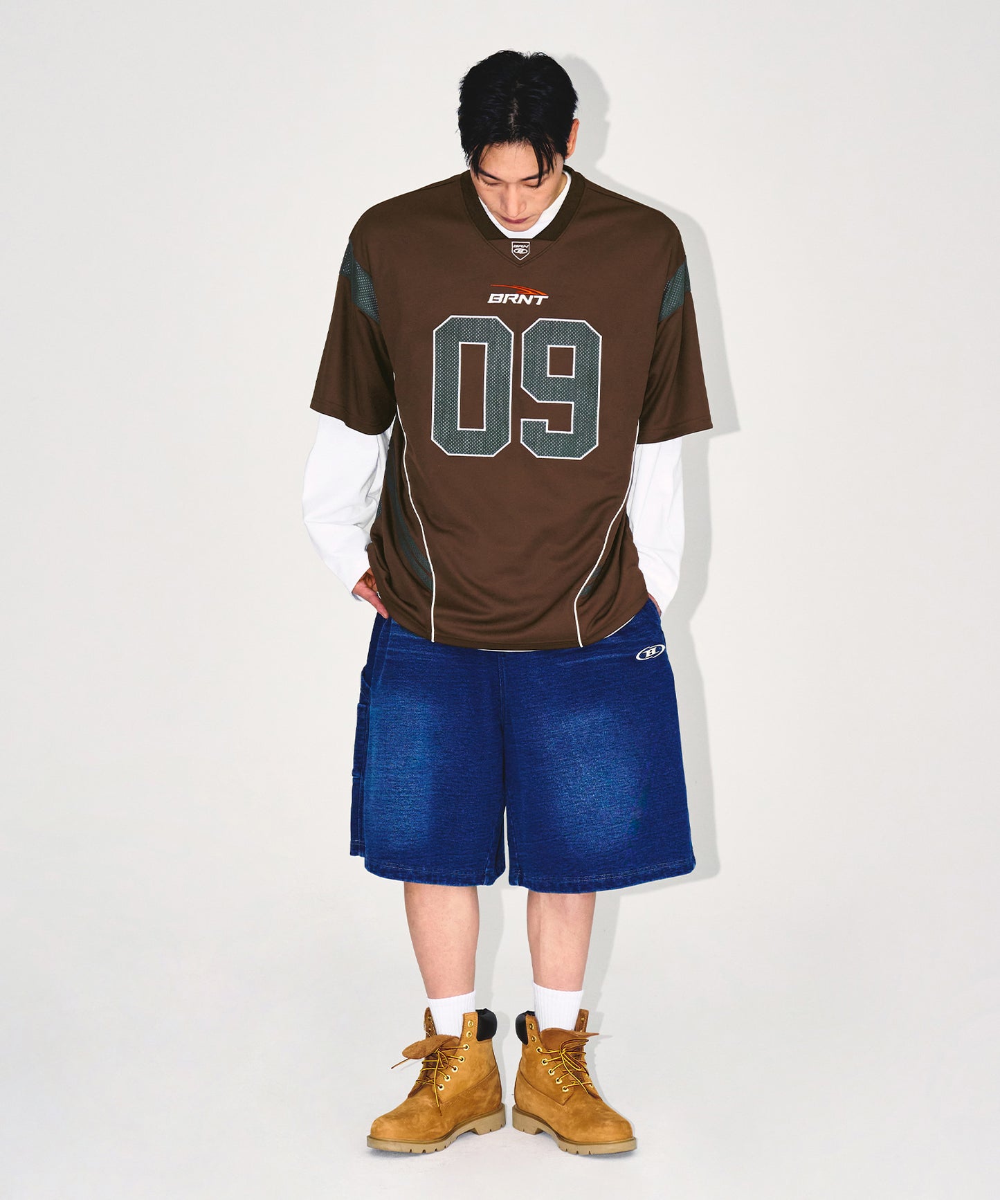 09 APPLIQUE RUGBY JERSEY T-SHIRTS [BROWN]