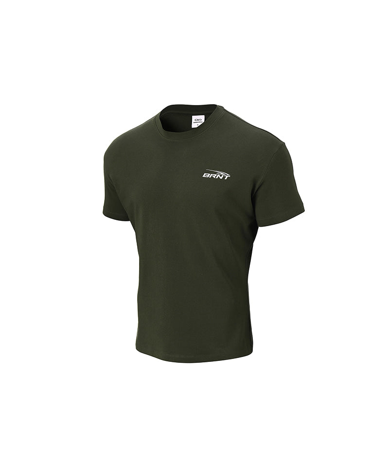 BRNT BACK LOGO MUSCLE FIT T-SHIRTS [KHAKI]