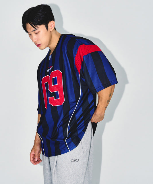 09 APPLIQUE RUGBY JERSEY T-SHIRTS [BLUE]