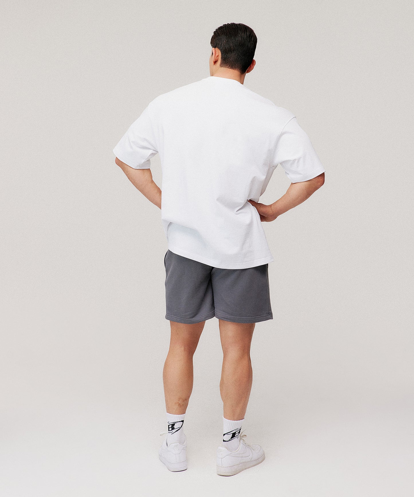 SILVER BRN SEMI OVER FIT T-SHIRTS [WHITE]
