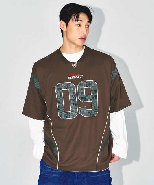09 APPLIQUE RUGBY JERSEY T-SHIRTS [BROWN]